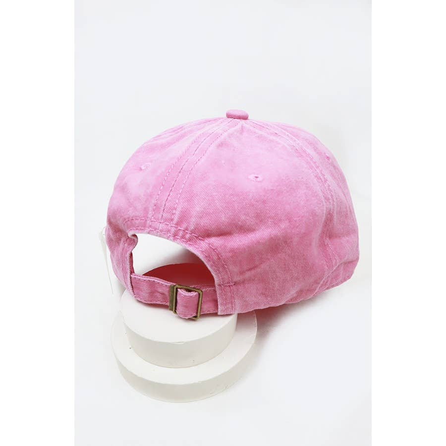 Smile Face Embroidered Washed Baseball Cap