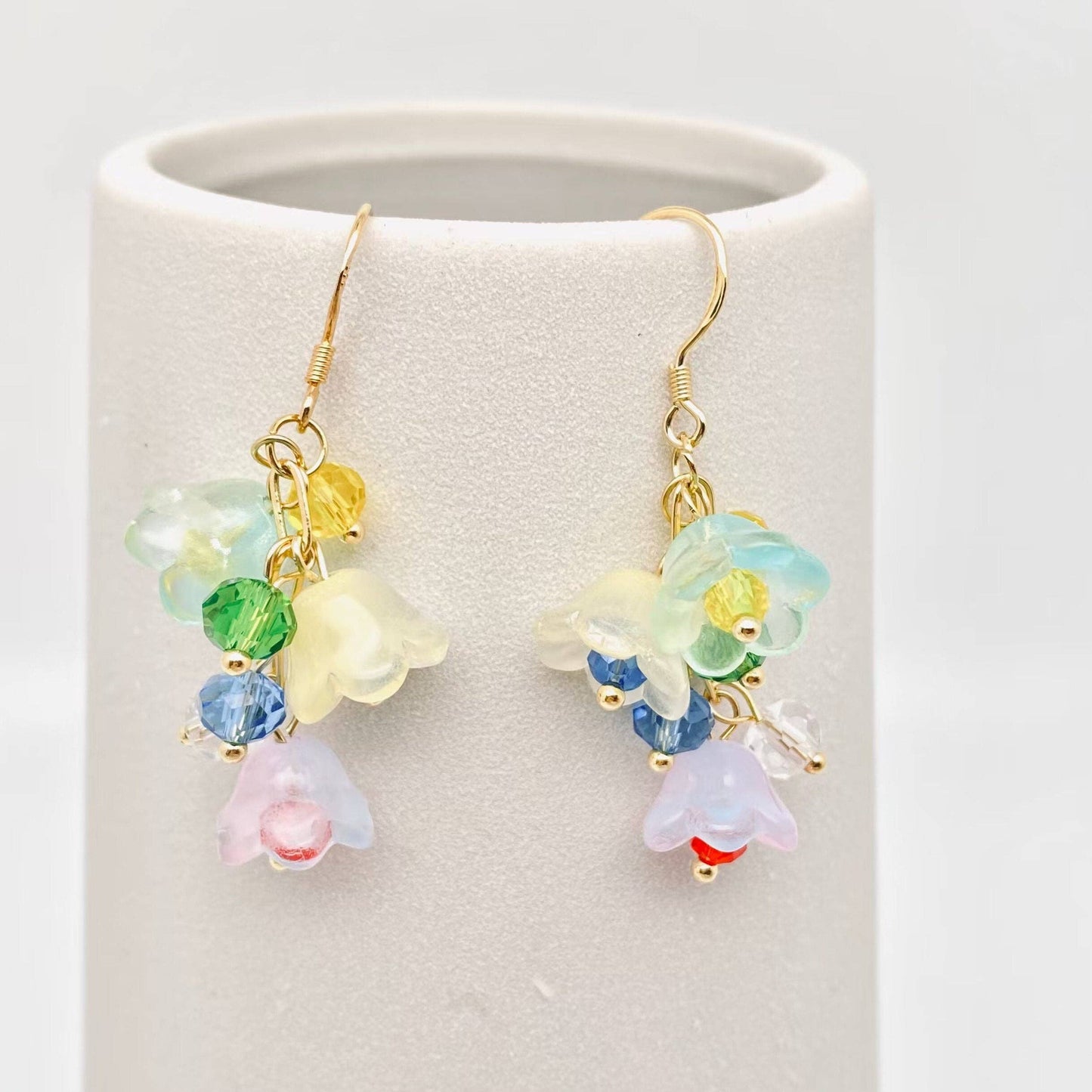 Glazed Flowers Dangle Earrings