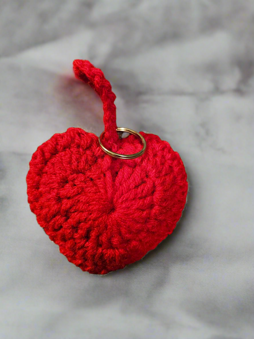 Crochet Heart Keychain