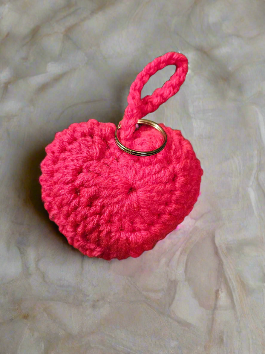 Crochet Heart Keychain