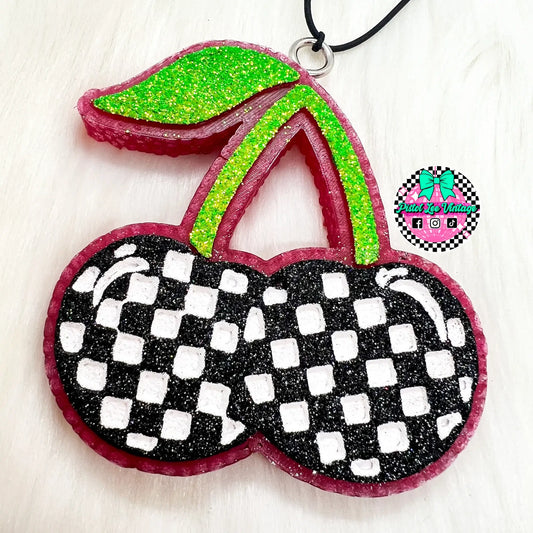 Checkered Cherry Car Freshie- Pink Sugar